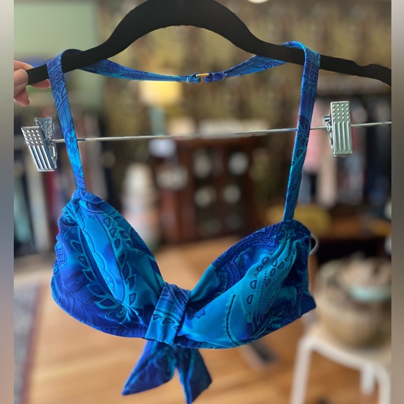 Vintage 90’s Blue Paisley “Christina” Two-Piece Swimsuit, Small - Picture 6 of 11